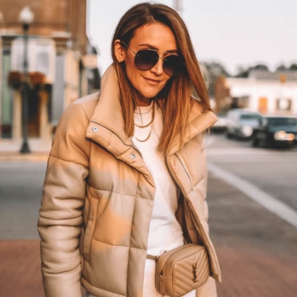 Abercrombie laux leather mini puffer